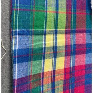 Vintage Madras Plaid Fat Quarter 18x22 Vibrant Multicolor Fabric Sewing Quilting